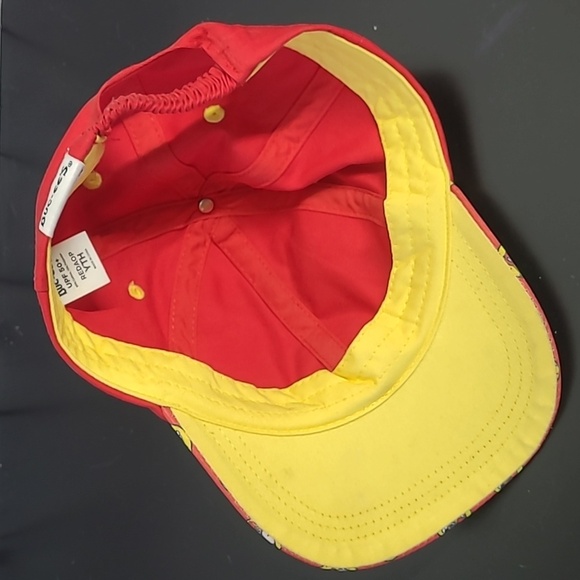 Buc-ees Beaver All Over Logo Print Embroidered UPF 50+ Youth Red Yellow Hat Cap - Picture 13 of 16